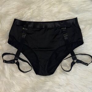 Black High-Waisted Garter Belt Shorts